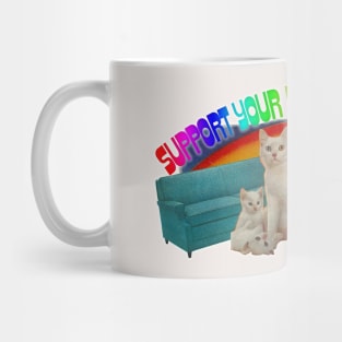 Support Your Local Street Cats  / Retro Funny Cat Lover Collage Design Mug